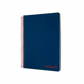 Cuaderno espiral liderpapel a4 micro wonder tapa plastico 120h 90 gr cuadro 5 mm 5 banda4 taladros color azul marino