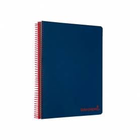 Cuaderno espiral liderpapel a4 micro wonder tapa plastico 120h 90 gr cuadro 5 mm 5 banda4 taladros color azul marino