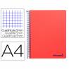 Cuaderno espiral liderpapel a4 micro wonder tapa plastico 120h 90 gr cuadro 5 mm 5 bandas 4 taladros color rojo - BA88