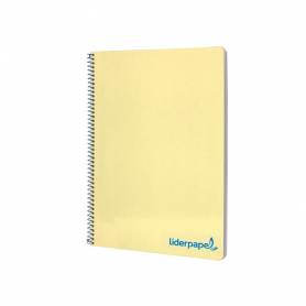 Cuaderno espiral liderpapel a4 wonder tapa plastico 80h 90gr cuadro 4mm con margen color amarillo