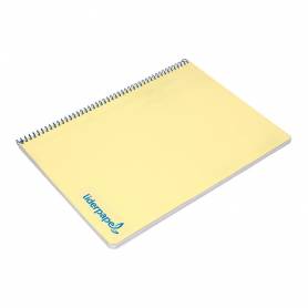 Cuaderno espiral liderpapel a4 wonder tapa plastico 80h 90gr cuadro 4mm con margen color amarillo