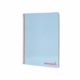 Cuaderno espiral liderpapel a4 wonder tapa plastico 80h 90gr cuadro 4mm con margen color azul