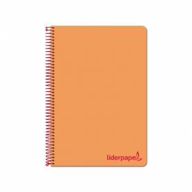 Cuaderno espiral liderpapel a4 wonder tapa plastico 80h 90gr cuadro 4mm con margen color naranja