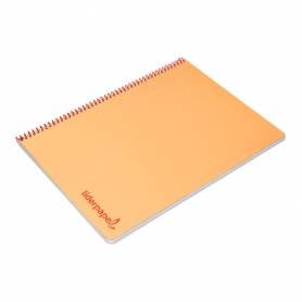 Cuaderno espiral liderpapel a4 wonder tapa plastico 80h 90gr cuadro 4mm con margen color naranja