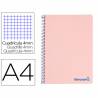 Cuaderno espiral liderpapel a4 wonder tapa plastico 80h 90gr cuadro 4mm con margen color rosa - TH02