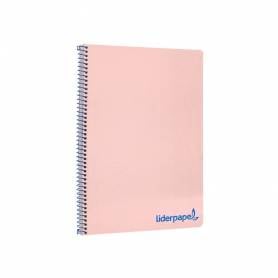 Cuaderno espiral liderpapel a4 wonder tapa plastico 80h 90gr cuadro 4mm con margen color rosa