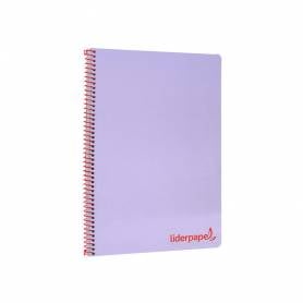 Cuaderno espiral liderpapel a4 wonder tapa plastico 80h 90gr cuadro 4mm con margen color violeta