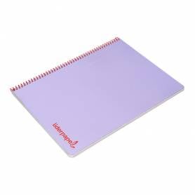 Cuaderno espiral liderpapel a4 wonder tapa plastico 80h 90gr cuadro 4mm con margen color violeta