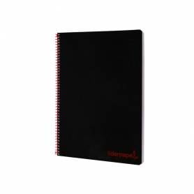 Cuaderno espiral liderpapel a4 wonder tapa plastico 80h 90gr cuadro 4mm con margen color negro