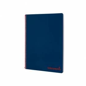 Cuaderno espiral liderpapel a4 wonder tapa plastico 80h 90gr cuadro 4mm con margen color azul marino