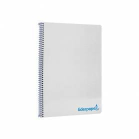 Cuaderno espiral liderpapel a4 wonder tapa plastico 80h 90gr cuadro 4mm con margen color gris