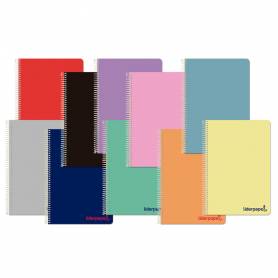 Cuaderno espiral liderpapel a5 wonder tapa plastico 80h 90g milimetrado 2mm colores surtidos