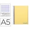 Cuaderno espiral liderpapel a5 micro wonder tapa plastico 120h 90g cuadro 5mm 5 bandas 6 taladros color amarillo - BJ19