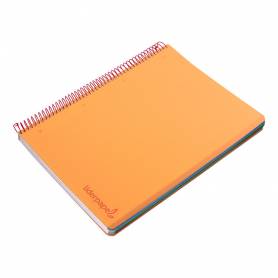 Cuaderno espiral liderpapel a5 micro wonder tapa plastico 120h 90g cuadro 5mm 5 bandas 6 taladros color naranja