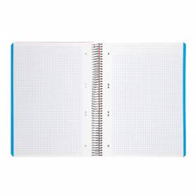 Cuaderno espiral liderpapel a5 micro wonder tapa plastico 120h 90g cuadro 5mm 5 bandas 6 taladros color naranja