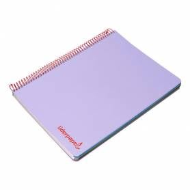 Cuaderno espiral liderpapel a5 micro wonder tapa plastico 120h 90g cuadro 5mm 5 bandas 6 taladros color violeta