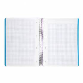 Cuaderno espiral liderpapel a5 micro wonder tapa plastico 120h 90g cuadro 5mm 5 bandas 6 taladros color violeta