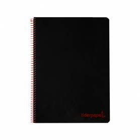 Cuaderno espiral liderpapel a5 micro wonder tapa plastico 120h 90g cuadro 5mm 5 bandas 6 taladros color negro