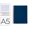 Cuaderno espiral liderpapel a5 micro wonder tapa plastico 120h 90g cuadro 5mm 5 bandas 6 taladros color azul marino - BJ68