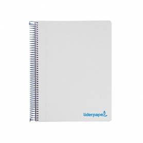 Cuaderno espiral liderpapel a5 micro wonder tapa plastico 120h 90g cuadro 5mm 5 bandas 6 taladros color gris