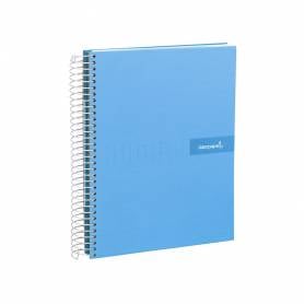 Cuaderno espiral liderpapel a5 micro crafty tapa forrada 120h 90 gr cuadro 5mm 5 bandas6 taladros color celeste