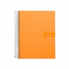 Cuaderno espiral liderpapel a5 micro crafty tapa forrada 120h 90 gr cuadro 5mm 5 bandas6 taladros color naranja