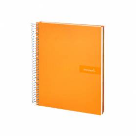 Cuaderno espiral liderpapel a5 micro crafty tapa forrada 120h 90 gr cuadro 5mm 5 bandas6 taladros color naranja