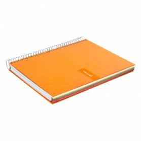 Cuaderno espiral liderpapel a5 micro crafty tapa forrada 120h 90 gr cuadro 5mm 5 bandas6 taladros color naranja