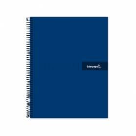 Cuaderno espiral liderpapel a5 micro crafty tapa forrada 120h 90 gr cuadro 5mm 5 bandas6 taladros color azul