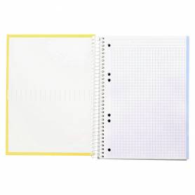 Cuaderno espiral liderpapel a5 micro crafty tapa forrada 120h 90 gr cuadro 5mm 5 bandas6 taladros color amarillo