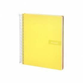 Cuaderno espiral liderpapel a5 micro crafty tapa forrada 120h 90 gr cuadro 5mm 5 bandas6 taladros color amarillo