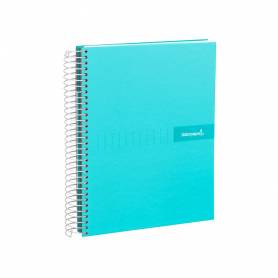 Cuaderno espiral liderpapel a5 micro crafty tapa forrada 120h 90 gr cuadro 5mm 5 bandas6 taladros color turquesa