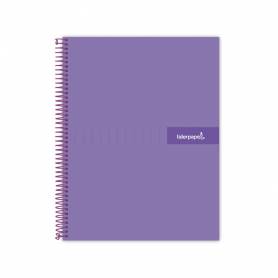 Cuaderno espiral liderpapel a5 micro crafty tapa forrada 120h 90 gr cuadro 5mm 5 bandas6 taladros color violeta