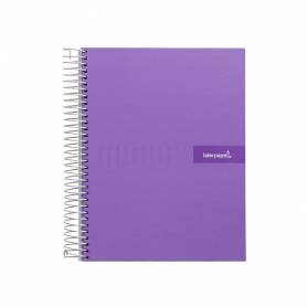 Cuaderno espiral liderpapel a5 micro crafty tapa forrada 120h 90 gr cuadro 5mm 5 bandas6 taladros color violeta