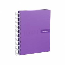 Cuaderno espiral liderpapel a5 micro crafty tapa forrada 120h 90 gr cuadro 5mm 5 bandas6 taladros color violeta