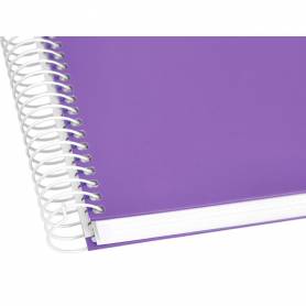 Cuaderno espiral liderpapel a5 micro crafty tapa forrada 120h 90 gr cuadro 5mm 5 bandas6 taladros color violeta