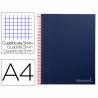 Cuaderno espiral liderpapel a4 micro jolly tapa forrada 140h 75 gr cuadro 5mm 5 bandas 4 taladros color azul - BA28