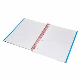 Cuaderno espiral liderpapel a4 micro jolly tapa forrada 140h 75 gr cuadro 5mm 5 bandas 4 taladros color azul