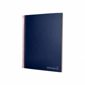 Cuaderno espiral liderpapel a4 micro jolly tapa forrada 140h 75 gr cuadro 5mm 5 bandas 4 taladros color azul