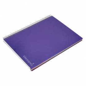 Cuaderno espiral liderpapel a4 micro jolly tapa forrada 140h 75 gr cuadro 5mm 5 bandas 4 taladros color lila