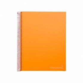 Cuaderno espiral liderpapel a4 micro jolly tapa forrada 140h 75 gr cuadro 5mm 5 bandas4 taladros color naranja