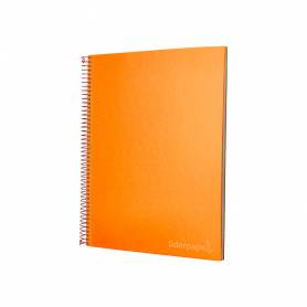 Cuaderno espiral liderpapel a4 micro jolly tapa forrada 140h 75 gr cuadro 5mm 5 bandas4 taladros color naranja