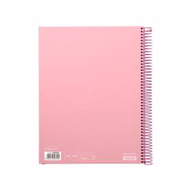 Cuaderno espiral liderpapel a4 micro jolly tapa forrada 140h 75 gr cuadro 5mm 5 bandas 4 taladros color rosa