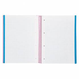 Cuaderno espiral liderpapel a4 micro jolly tapa forrada 140h 75 gr cuadro 5mm 5 bandas 4 taladros color rosa