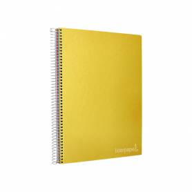 Cuaderno espiral liderpapel a4 micro jolly tapa forrada 140h 75 gr cuadro 5mm 5 bandas4 taladros color amarillo