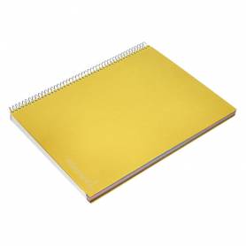 Cuaderno espiral liderpapel a4 micro jolly tapa forrada 140h 75 gr cuadro 5mm 5 bandas4 taladros color amarillo