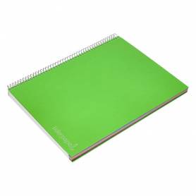 Cuaderno espiral liderpapel a4 micro jolly tapa forrada 140h 75 gr cuadro 5mm 5 bandas 4 taladros color verde