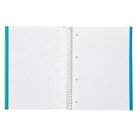 Cuaderno espiral liderpapel a4 micro jolly tapa forrada 140h 75 gr cuadro 5mm 5 bandas 4 taladros color verde