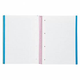 Cuaderno espiral liderpapel a4 micro jolly tapa forrada 140h 75 gr cuadro 5mm 5 bandas4 taladros color turquesa