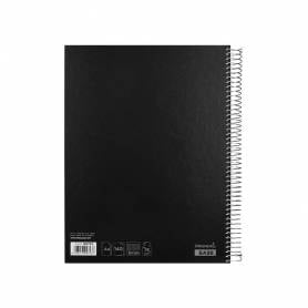 Cuaderno espiral liderpapel a4 micro jolly tapa forrada 140h 75 gr cuadro 5mm 5 bandas 4 taladros color negro